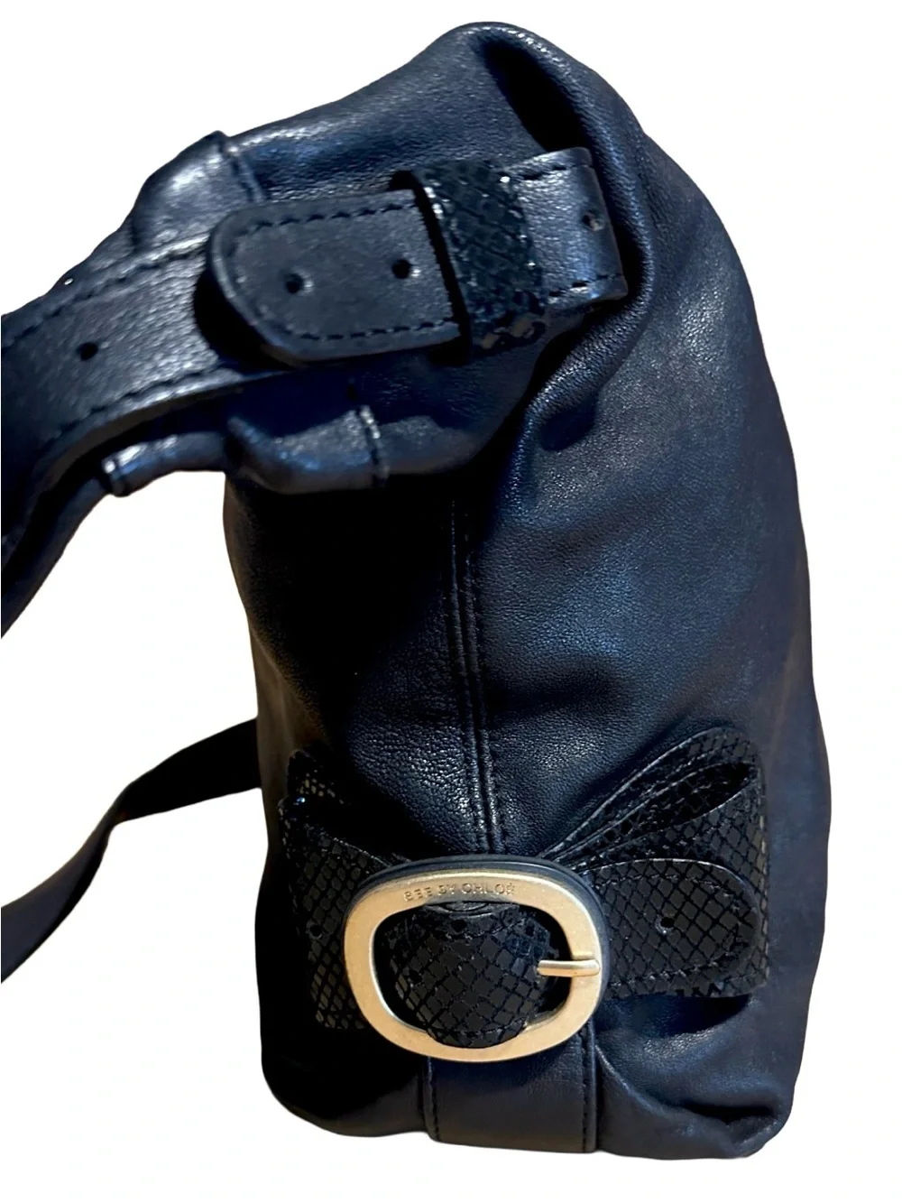 SEE BY CHLOE BLACK LEATHER SLOUCHY SHOULDER BAG